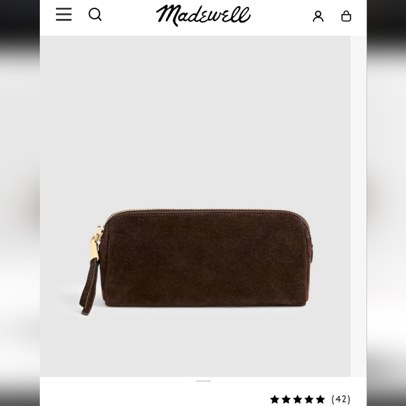 Madewell Handbags - Madewell Suede Leather Dark Carob Brown Makeup Pouch with Gold Hardware